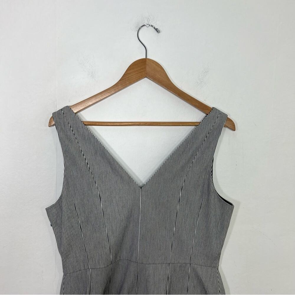 LK Bennett Black and White Striped Button-Front Pinafore Dress - Picture 12 of 16